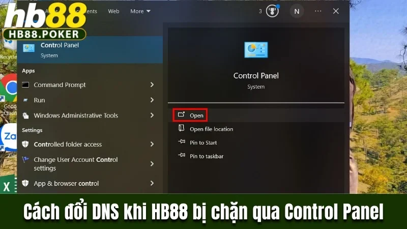 Cách đổi DNS trên máy tính khi HB88 bị chặn qua Control Panel